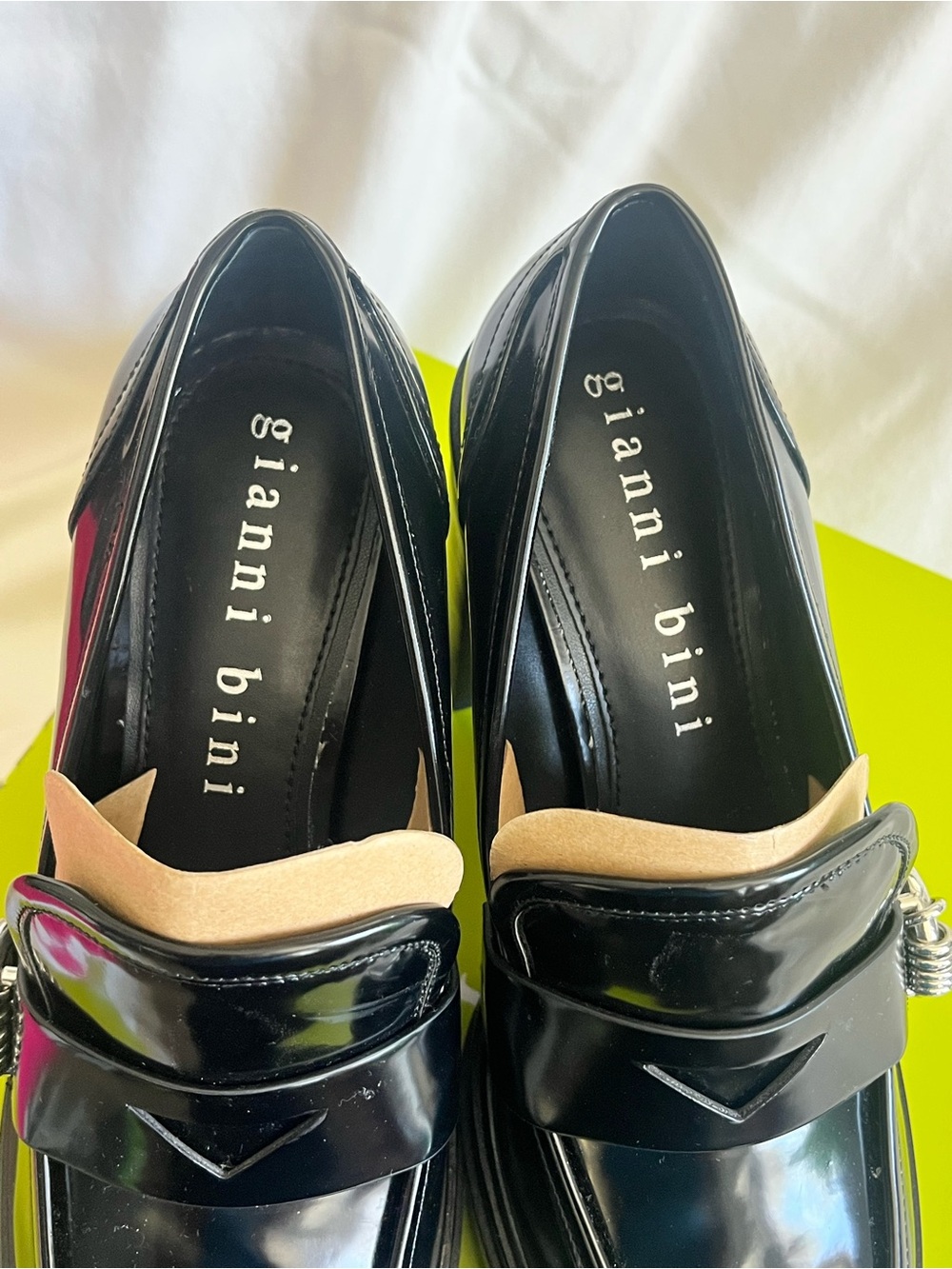Gianni Bini Black Patent Platform Loafers with Silver Accent - Picture 5 of 6